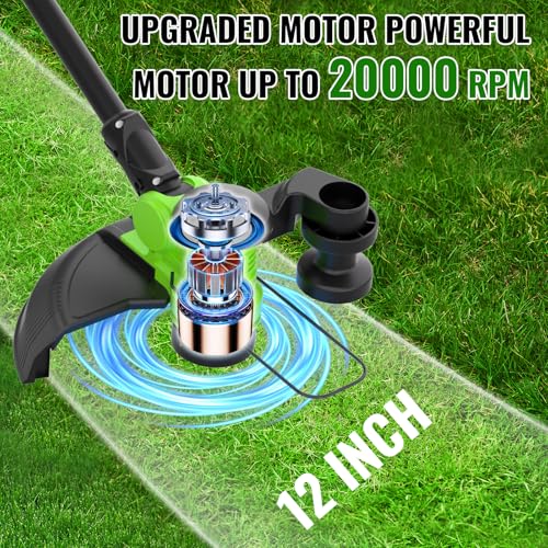 12" Cordless Weed Wacker String Trimmer with 2X 5.0ah Battery and Charger - color: Bright Green