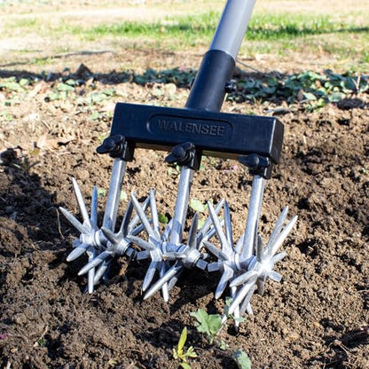 Walensee Rotary Cultivator, Hand Tiller for Soil Mixing or Reseeding