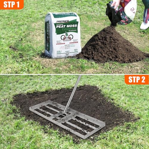 30"x10" Professional Lawn Leveling Rake, Leveling Rake with 72'' Stainless Steel Handle, Lawn Leveler for Backyard, Garden, Golf Course, Farm ＆ Pasture, Professional Lawn Care Tool - size: 30 inches