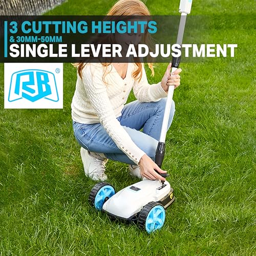 RB 40V 9" Mini Cordless Lawn Mower with Battery & Charger for Small Yards - size: 9 IN