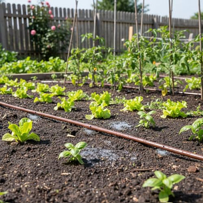 100FT 1/4" Irrigation Dripline Tubing with 6" Emitter Spacing for Gardens