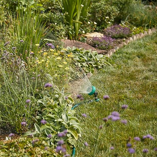Gilmour Adjustable Spot Sprinkler with Spike Base, Pivoting Multi Pattern Sprinkler Head for Targeted Coverage in Flower Beds and Vegetable Gardens