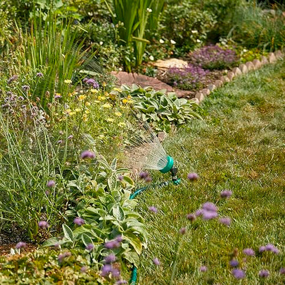 Gilmour Adjustable Spot Sprinkler with Spike Base, Pivoting Multi Pattern Sprinkler Head for Targeted Coverage in Flower Beds and Vegetable Gardens