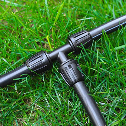 10 Pack 1/2 inch Irrigation Fittings Tee Connectors Anti-Drip | For (1/2" ID x0.6-0.63" OD) 16mm Drip Tubing,Barbed Locked,for 1/2 Inch Drip Tubing Line,for 1/2 Garden Irrigation System - size: 1/2 inch Tee