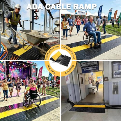 Yescom ADA Threshold Ramp for Wheelchair & Scooter, 5-Channel Rubber Cable - size: 2"H - 5 Channel - ADA