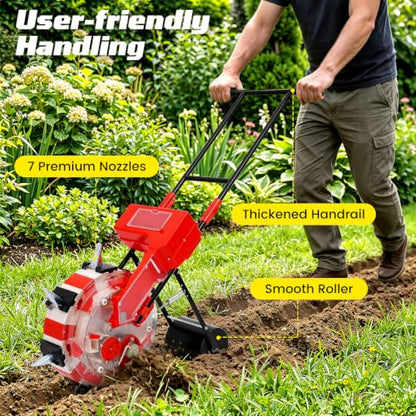 Walk-Behind Row Crop Planter, Hand-Push Garden Seeder with 7 Seed Nozzles - size: 7 Nozzles