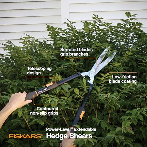 Fiskars 25"-33" Power-Lever Extendable Garden Hedge Shears, 10” Blades - style: 25-33" Power-Lever