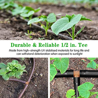 Gardrip Drip Irrigation Barbed Tee: 30 Pack Drip Irrigation Tee Parts Fits for 1/2 Inch Drip Irrigation Tubing 17mm 0.600" ID for Patio Lawn Garden - color: 30 Pack Tee