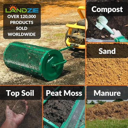 LANDZIE - Compost Spreader 36 Inch, Peat Moss & Top Soil Roller - size: 36 Inches