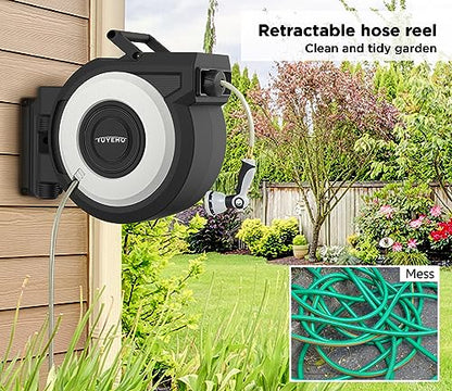Tuyeho Heavy-Duty Automatic Retractable Garden Hose Reel 130FT Wall Mount - size: 1/2" 130FT