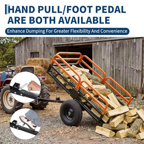 Garvee 1500 lbs ATV UTV Trailer, Pull Behind Dump Cart Lawn Mower Trailer - color: Orange