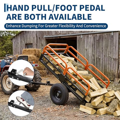 Garvee 1500 lbs ATV UTV Trailer, Pull Behind Dump Cart Lawn Mower Trailer - color: Orange
