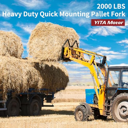 YITAMOTOR 46" 2000lbs Skid Steer Pallet Fork Attachment & 1-7/8" Ball