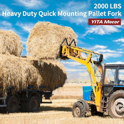 YITAMOTOR 46" 2000lbs Skid Steer Pallet Fork Attachment & 1-7/8" Ball
