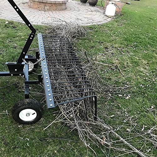 Yard Tuff 72 Inch Durable Steel Rake, Wheels, Lift Handle & Hitch for ATV, UTV, or Tractor - size: 72 Inch