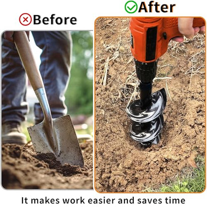 4 x 16 Inch Auger Drill Bit for Planting–Garden Spiral Hole Drill Planter for Bulbs, Bedding Plants & Umbrella Holes|3/8" Hex Drive|The Ultimate Bulb Planter Tool for Cordless Drill - size: 4"x16"