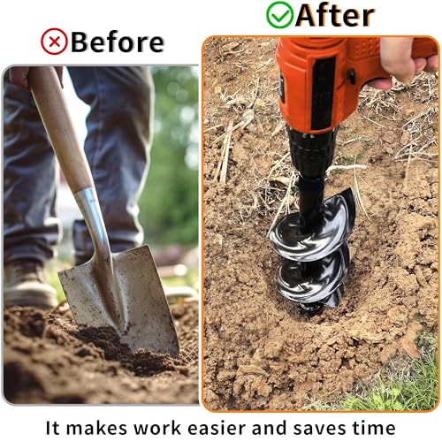 4 x 16 Inch Auger Drill Bit for Planting–Garden Spiral Hole Drill Planter for Bulbs, Bedding Plants & Umbrella Holes|3/8" Hex Drive|The Ultimate Bulb Planter Tool for Cordless Drill - size: 4"x16"