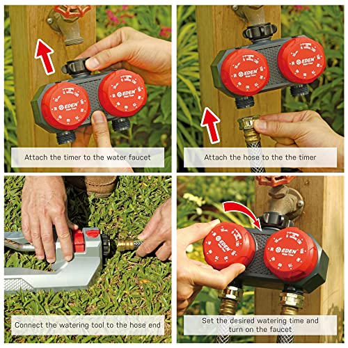 Eden 25124 2-Zone Mechanical Watering Timer, Red, Grey - style: 2-Zone