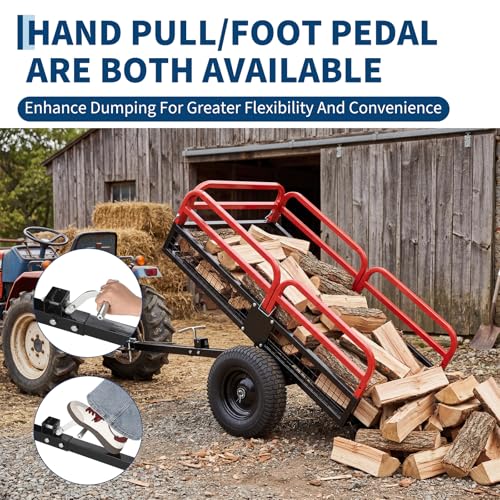 Garvee 1500 lbs ATV UTV Trailer, Pull Behind Dump Cart Lawn Mower Trailer - color: Red