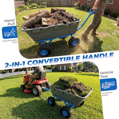 Sekey Garden Dump Cart, 1000 lb Capacity, Quick-Release Bed - color: Gray, size: 1000lbs