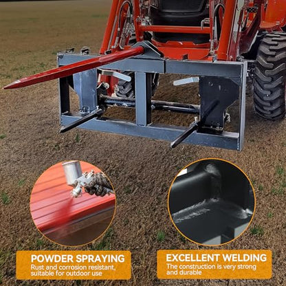YINTATECH 49" Hay Spear for tractor 2000 lbs Quick Attach Skid Steer - color: Matte Black