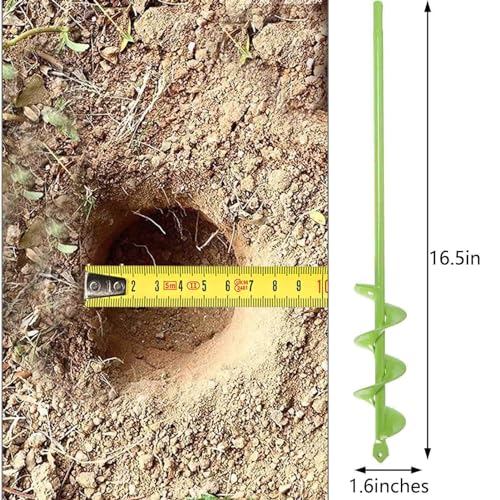 TCBWFY Auger Drill Bit for Planting 1.6x16.5inch Extended Length Garden Auger Spiral Drill Bit for Planting Bulbs Flowers,Post Hole Digger for 3/8”Hex Drill - size: 1.6"x16.5"-Green
