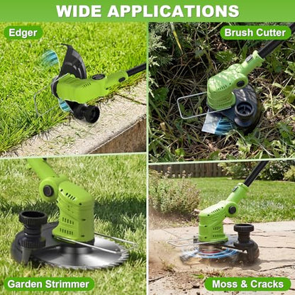 21V Cordless Weed Wacker String Trimmer Brush Cutter 2 Batteries