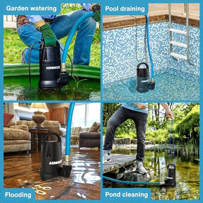Aeromixer Tall Tank 3/4 HP Submersible Mixing & 1 HP Transfer Pump Bundle | Dual Electric Pumps, Outdoor Use, Reservoir Circulation, Installation Accessories, Nutrient Management, Farming and Gardening