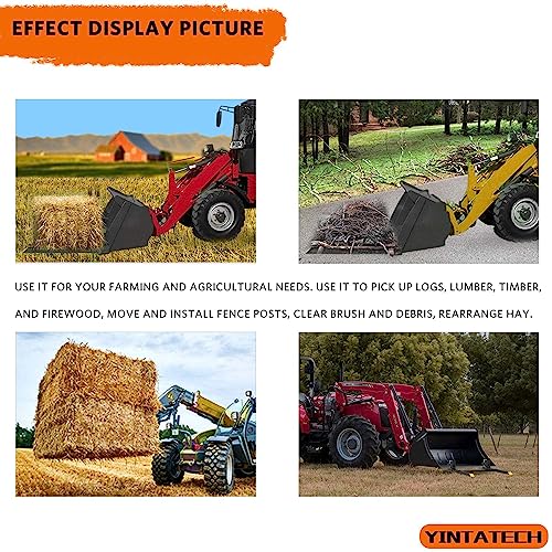 YINTATECH 60" 4000 lbs Clamp on Pallet Forks Heavy Duty Bucket Attachment - color: Black