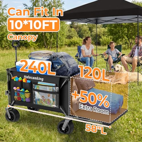 58" L Extender Collapsible Wagon, Extra Long with Tailgate - size: 240L