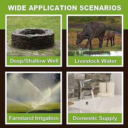 WASSERMANN 4" Deep Well Pump Submersible Well Pump with 10FT Cable,1/2HP,115V/60Hz,28GPM,179FT Head,Stainless Steel Submersible Borehole Well Water Pump for Home Farmland Irrigation and Factories - style: 1/2HP-115V-60HZ