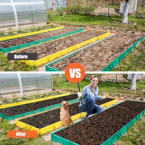 Luvenia Hand Tiller Cultivator with 5.1 Inch Deep 8 Steel Teeth, Manual Soil Tiller Garden Tool 40 Inch with Anti-Slip Pedal，Garden Claw for Weeding, Planting Aerating, Mixing Soil