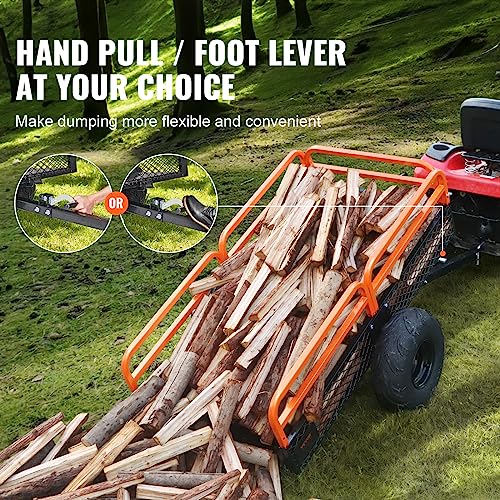 VEVOR ATV UTV Trailer Tow Behind Dump Cart - color: Orange+black
