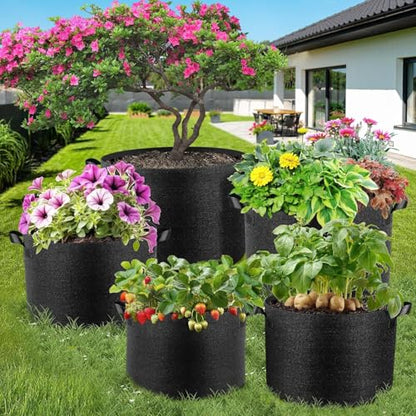 Jorvila 5-Pack 5 Gallon Grow Bags - color: Gray, size: 5 Gallon