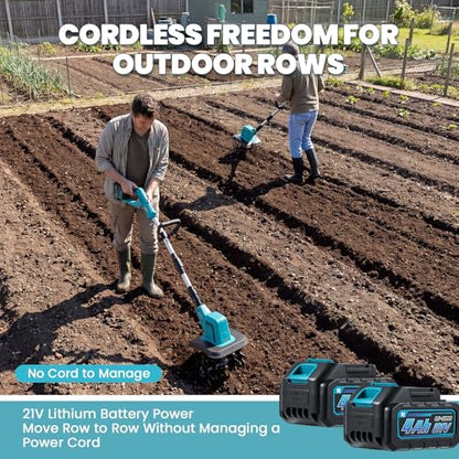 NEWTRY Cordless Electric Tiller Cultivator, Cultivating+Weed Removal Blades