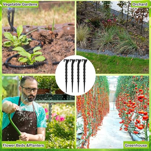 Glooglitter 120 Pack 1/4 Inch Drip Irrigation Stakes Garden Tubing Holder
