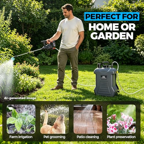 5.8 Gallon 21V Battery Powered Sprayer with Wheel, Electric Garden Sprayer