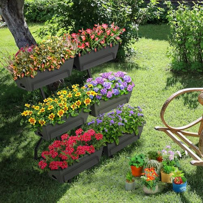 Vertical Raised Garden Bed for Gardening 6 Garden Planter Boxes with Legs - color: Gray