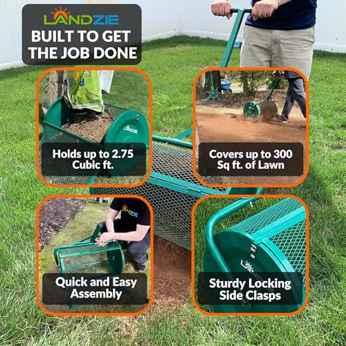 LANDZIE - Compost Spreader 24 Inch, Peat Moss & Top Soil Roller - size: 24 Inches