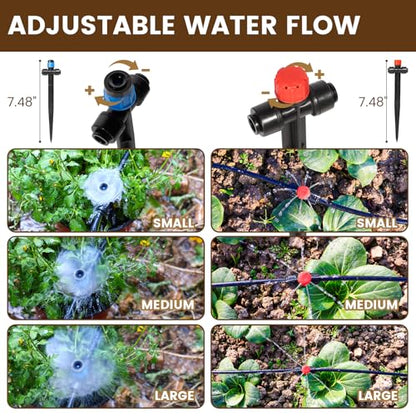 110FT Quick-Connect Drip Irrigation Kit, Garden Watering System DIY Automatic Irrigation Equipment Set for Lawn Raised Bed Greenhouse Plant Watering with 1/4'' Tubing, Drip Emitters, Connectors - size: 110FT Quick-Connect