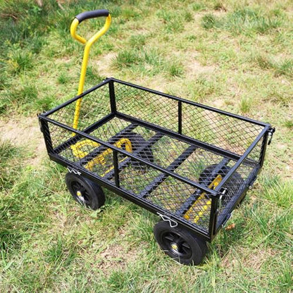 Wagon Removable Side, can be Used for Farm, Warehouse, etc. Garden car, Solid Wheels (Yellow+Black Solid Wheels) - color: Yellow+black Solid Wheels