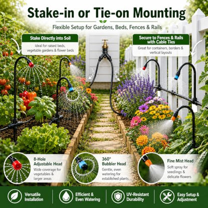 200FT 5/16" Drip Irrigation Kit, 36 Emitters for Raised Beds - size: 200FT / 36 Emitters