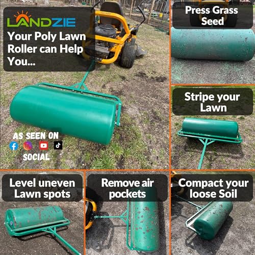 Landzie Lawn Roller 36 Inch, Water Filled Poly Sod Roller - size: 36 Inches