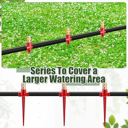Tioncy 4 Pack Metal Lawn Sprinklers with Adjustable Brass Nozzle, Red - color: Red
