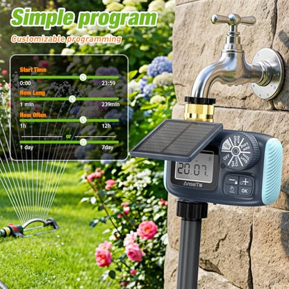 Solar Type-C Rechargeable Sprinkler Water Timer for Garden Hose Lawn