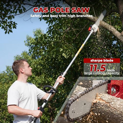 58CC 2-Cycle Gas Powered Weed Wacker, 5-in-1 Multi-Function String Trimmer - color: Red-1