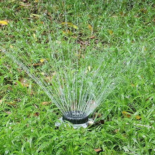 STYDDI Turret Pattern Sprinkler on Metal Base, 9-Pattern Lawn Sprinkler