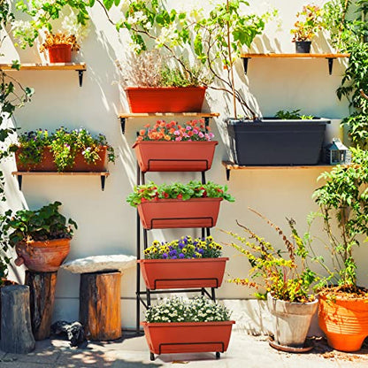 Raised Garden Bed with Legs 4 Tier Vertical Herb Garden Planter, Brick Red - color: Brick Red