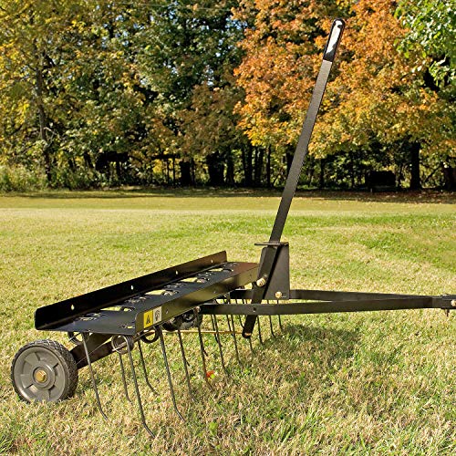 Brinly DT-402BH-A Tow Behind Dethatcher with Transport Mode, 40", Matte Black - color: Matte Black