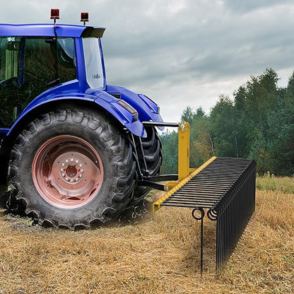 YITAMOTOR 72" Tow Behind Landscape Rake, 3 Point Pine Straw Rake for CAT 1 - size: 72 Inch - Yellow